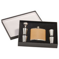 Leather/Stainless Steel Flask Set w/Presentation Box
